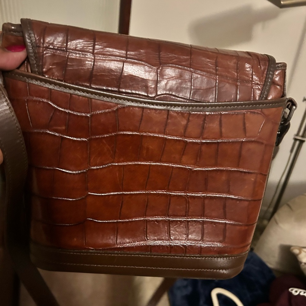 Dooney & Bourke Brown Crocodile-Embossed Messenger Bag - Picture 5 of 10